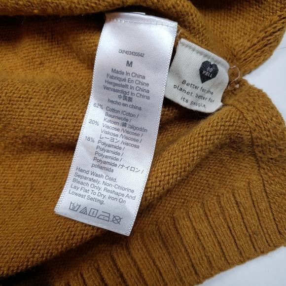 Madewell Double V-Neck Oversized Sweater Mustard size medium - Picture 8 of 10